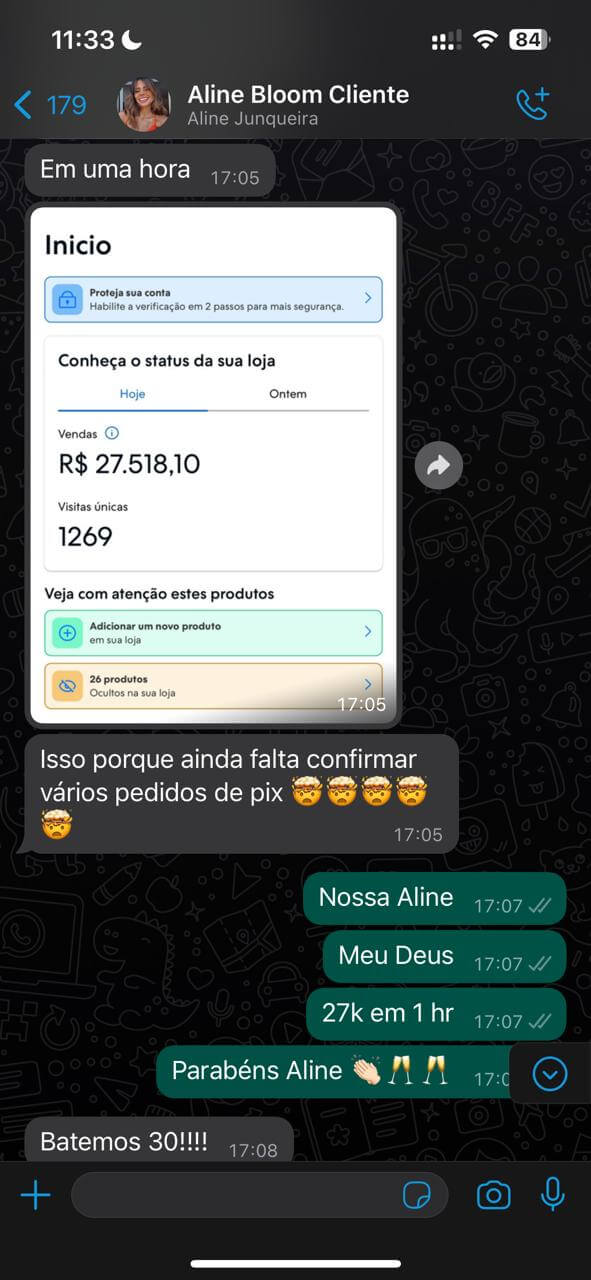 Painel da Bloom Brand com R$94.150,60 de receita no mês e a mensagem bora bater 200k esse mês